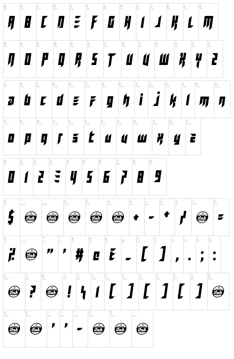We Used To Be Friends font map